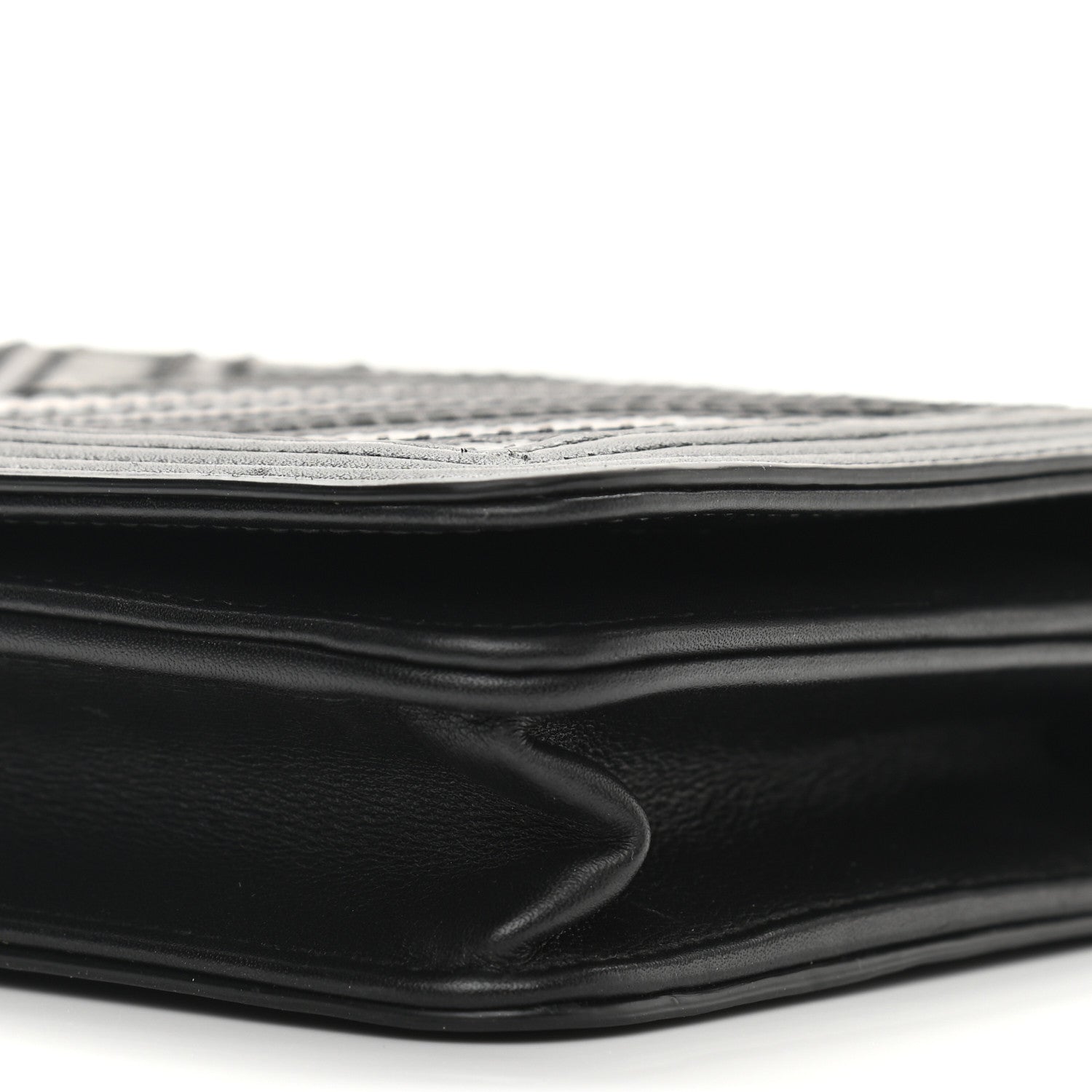 Chanel Calfskin Caviar Chevron Quilted Mixed Boy Wallet On Chain WOC Black 9 of 12