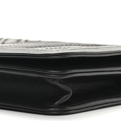 Chanel Calfskin Caviar Chevron Quilted Mixed Boy Wallet On Chain WOC Black 9 of 12