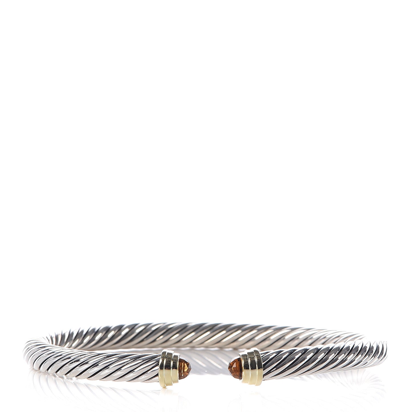 Sterling Silver 14K Yellow Gold Citrine 5mm Cable Classics Petite Color Bracelet