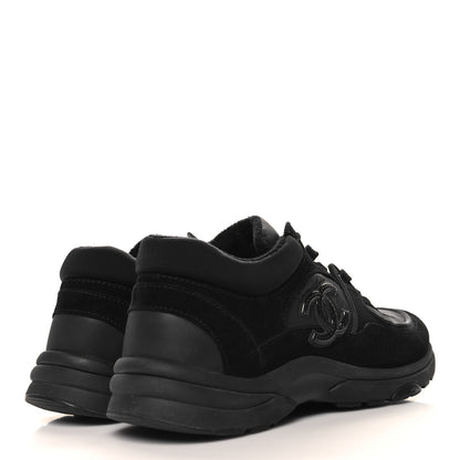 Chanel Fabric Calfskin Suede CC Sneakers 37 Black 5 of 9