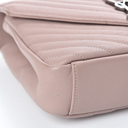 Saint Laurent Sheepskin Matelasse Chevron Monogram Medium College Bag Rose Poudre 12 of 16