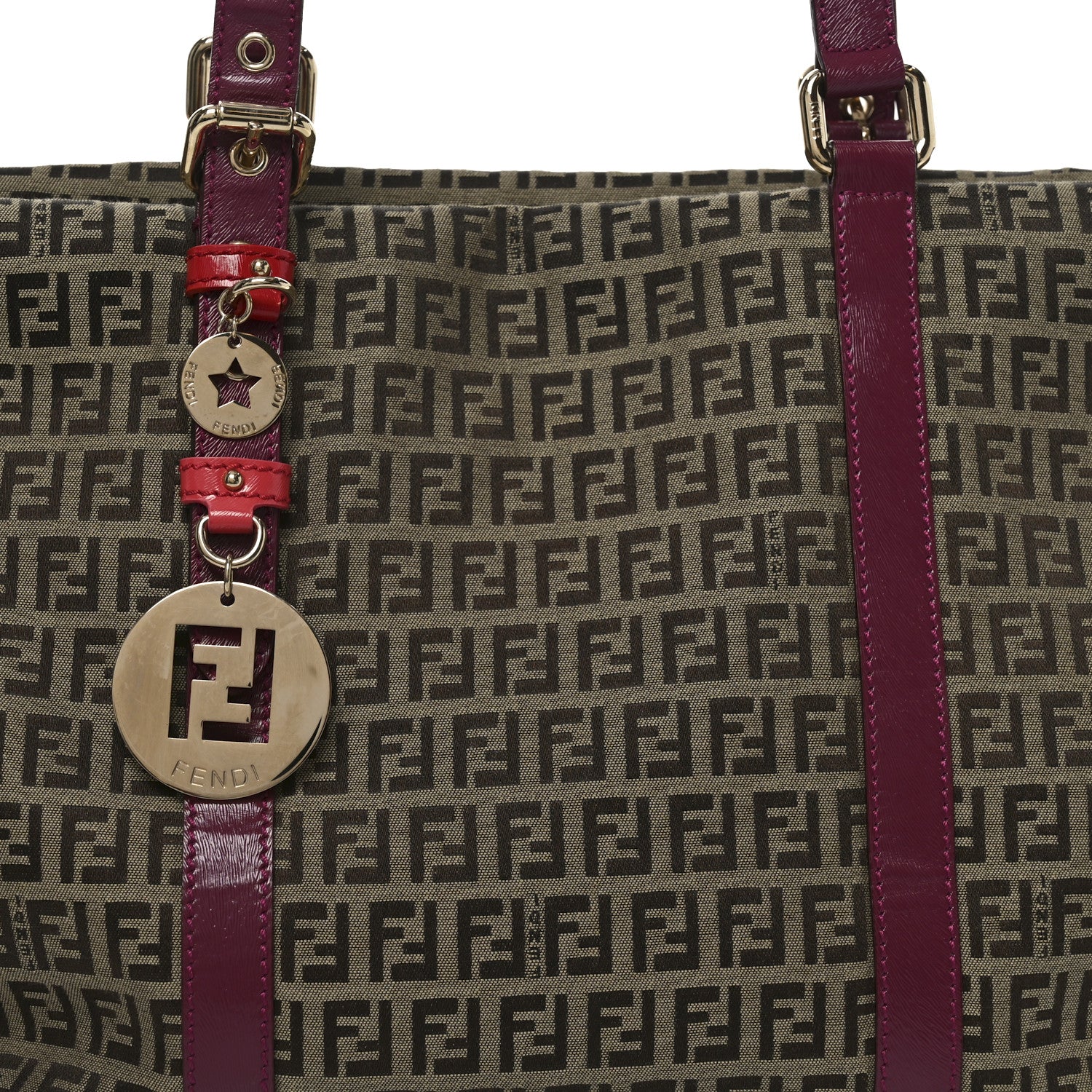 Fendi Zucchino Charm Large Shopper Tote Tobacco Amarena 8 of 10