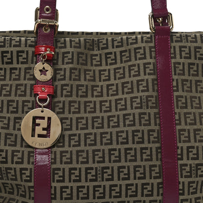 Fendi Zucchino Charm Large Shopper Tote Tobacco Amarena 8 of 10