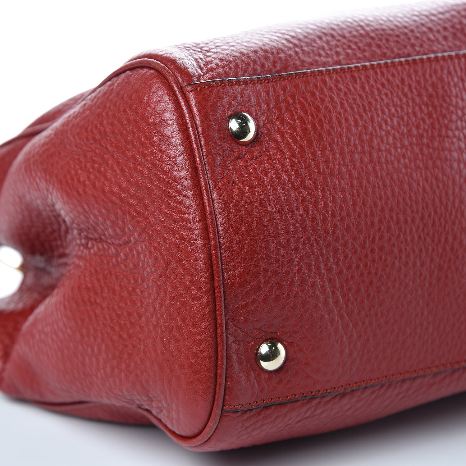 Gucci Pebbled Calfskin Medium Bamboo Shopper Tote Red 8 of 9