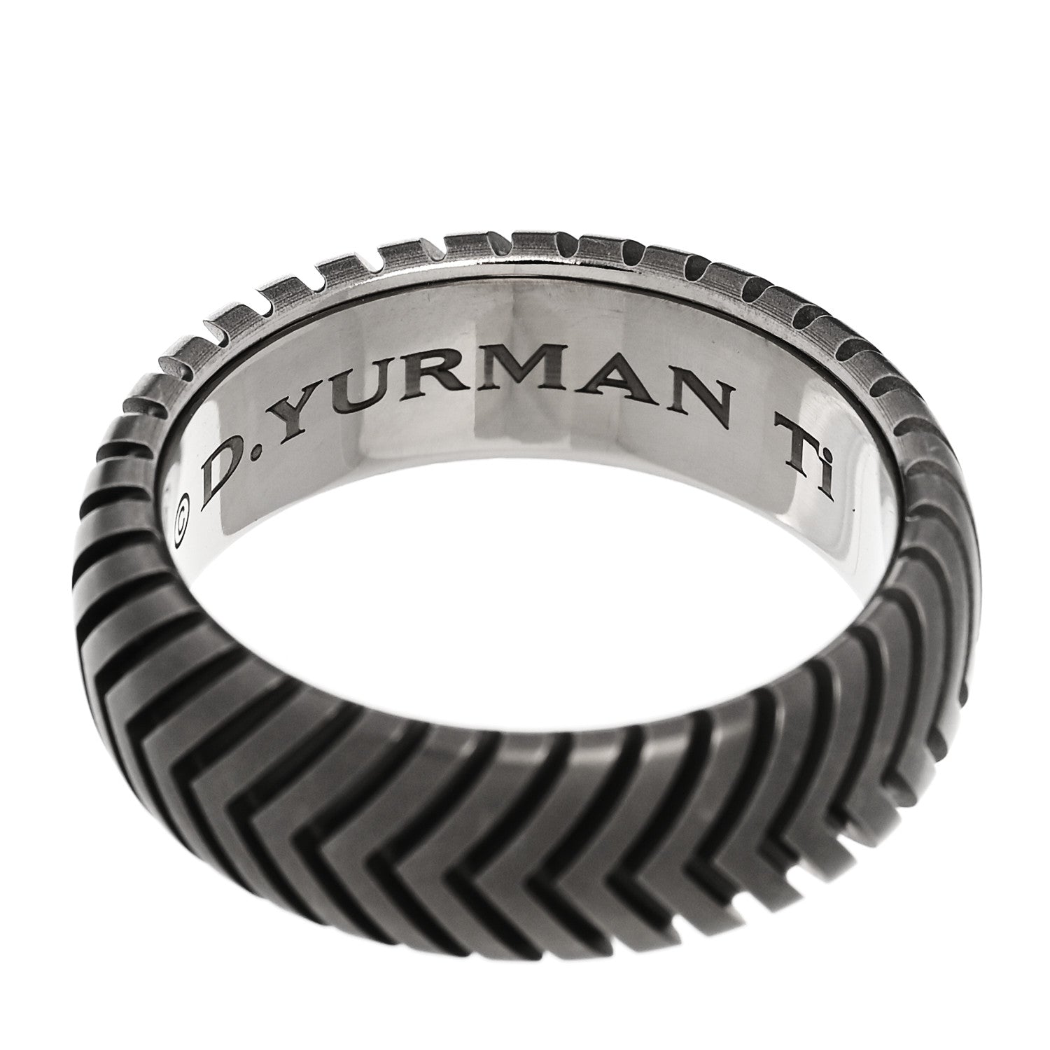 David Yurman Titanium 8mm Chevron Band Ring 63 10.5 4 of 4