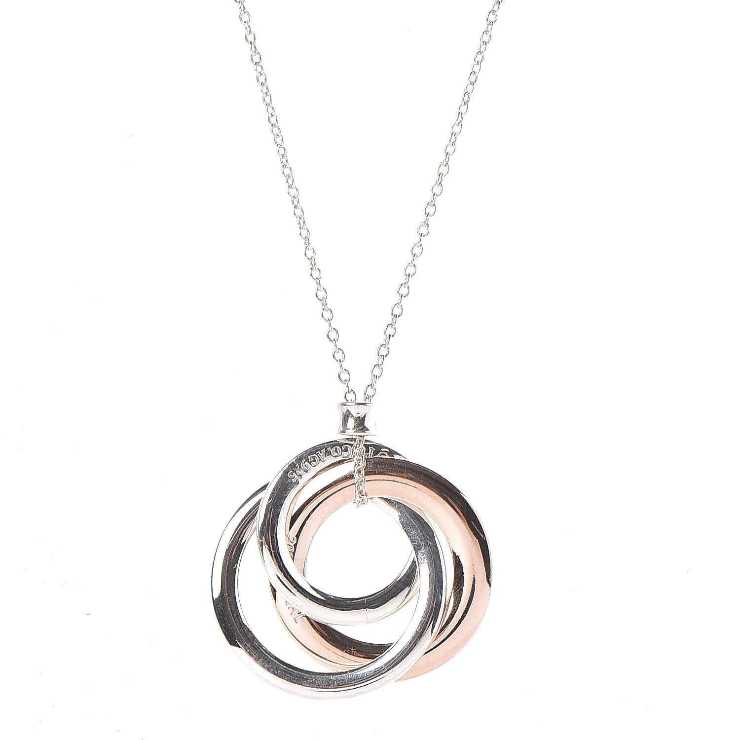 Tiffany Sterling Silver Rubedo 1837 Circles Pendant Necklace 4 of 10