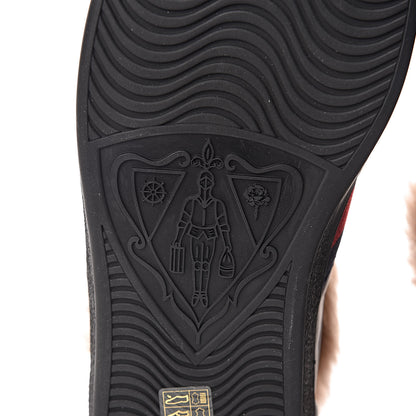 Gucci Calfskin Wool Web Bee Embroidered Mens Ace High Top Sneakers 13 Black 5 of 11