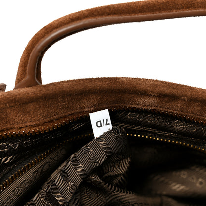 Prada Suede Triangle Medium Bonnie Shoulder Bag Cacao 6 of 9
