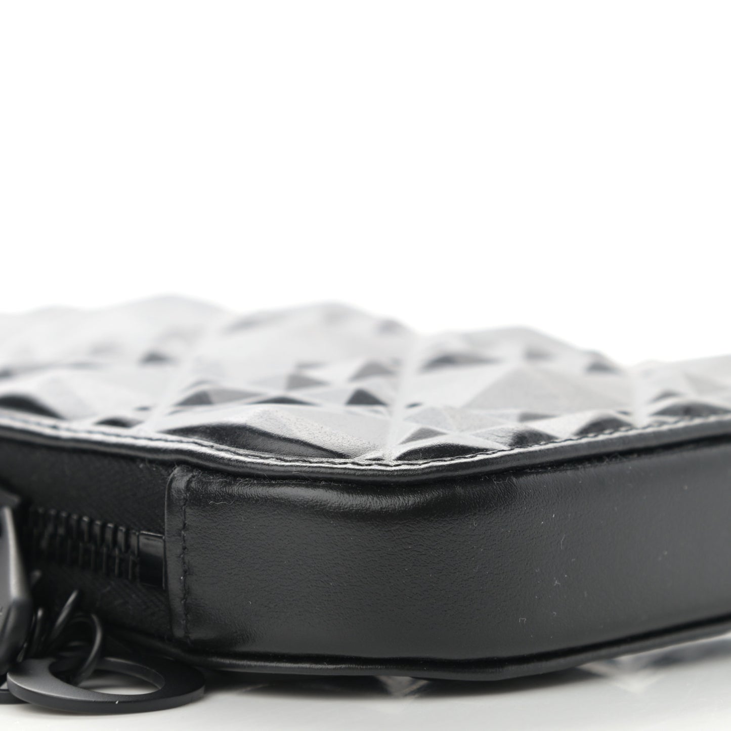 Calfskin Cannage Diamond Cannage Phone Holder Black