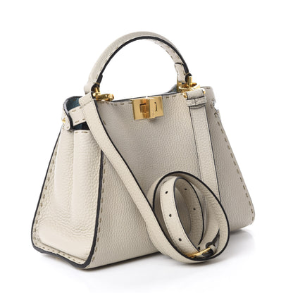 Fendi Cuoio Romano Selleria Medium Peekaboo Iconic Essentially Satchel Latte Laguna Tortora 3 of 11