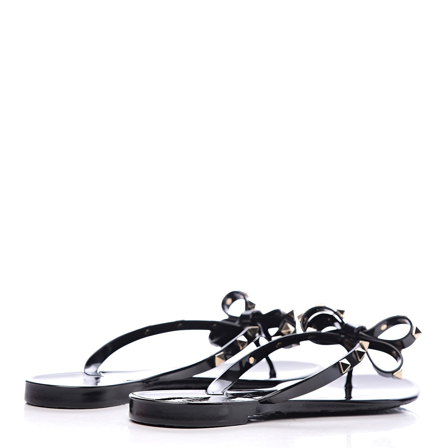 Valentino Garavani PVC Jelly Rockstud Bow Thong Sandals 40 Black 4 of 9