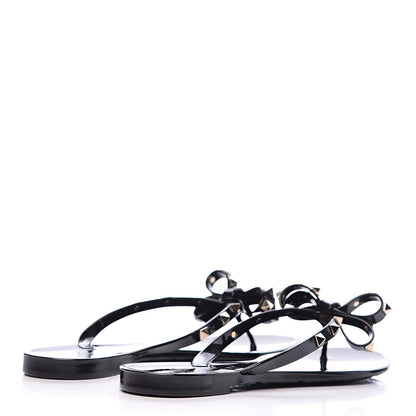 Valentino Garavani PVC Jelly Rockstud Bow Thong Sandals 40 Black 4 of 9