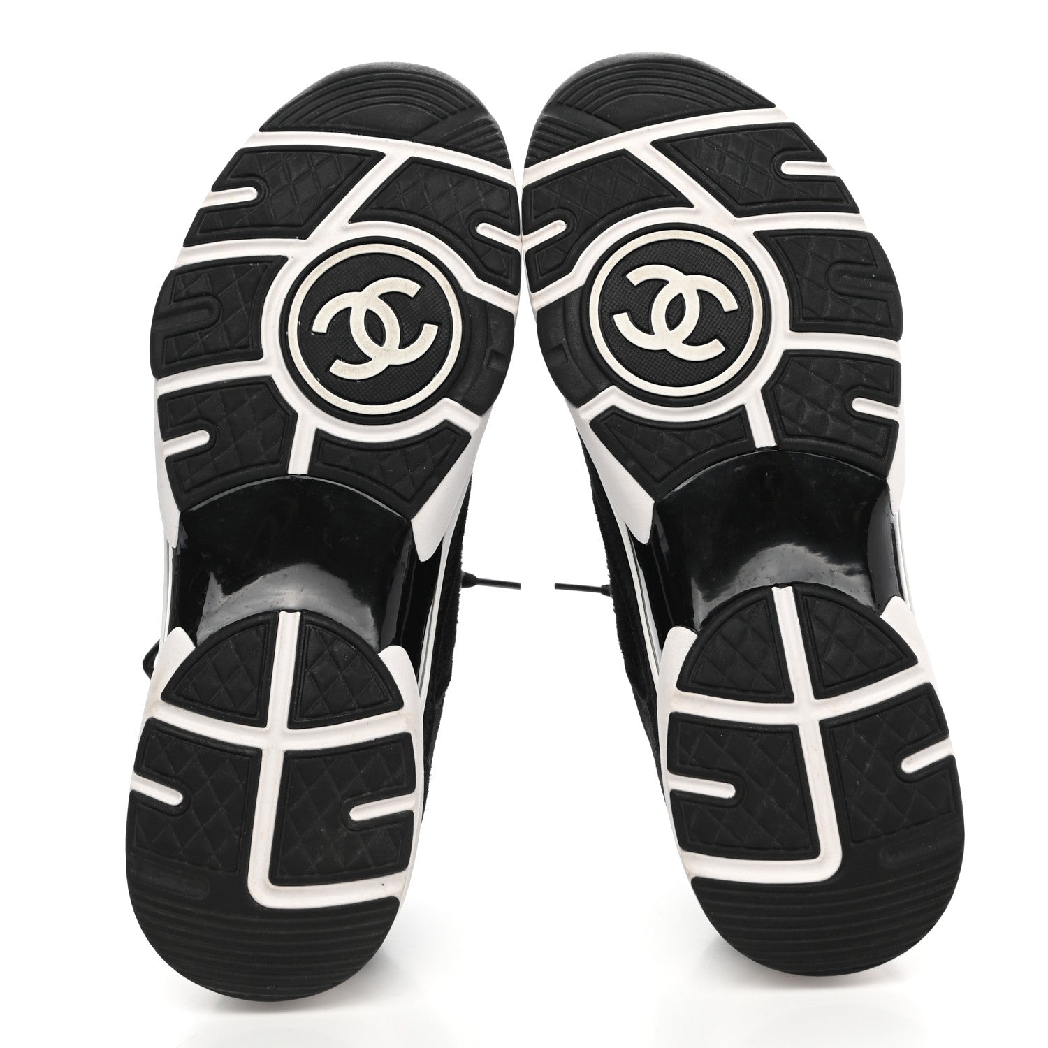Chanel Fabric Suede Calfskin Stretch CC Sneakers 40 Black 5 of 7