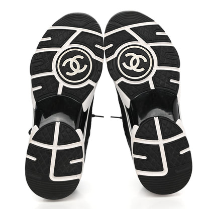 Chanel Fabric Suede Calfskin Stretch CC Sneakers 40 Black 5 of 7