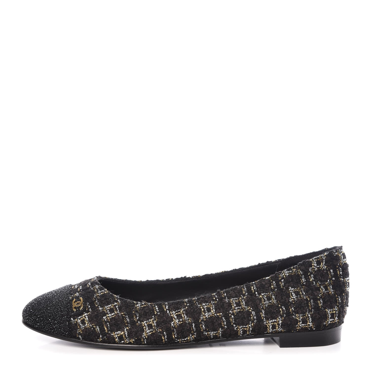 Chanel Tweed Cap Toe Ballerina Flats 36 Black 1 of 9