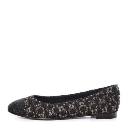 Chanel Tweed Cap Toe Ballerina Flats 36 Black 1 of 9