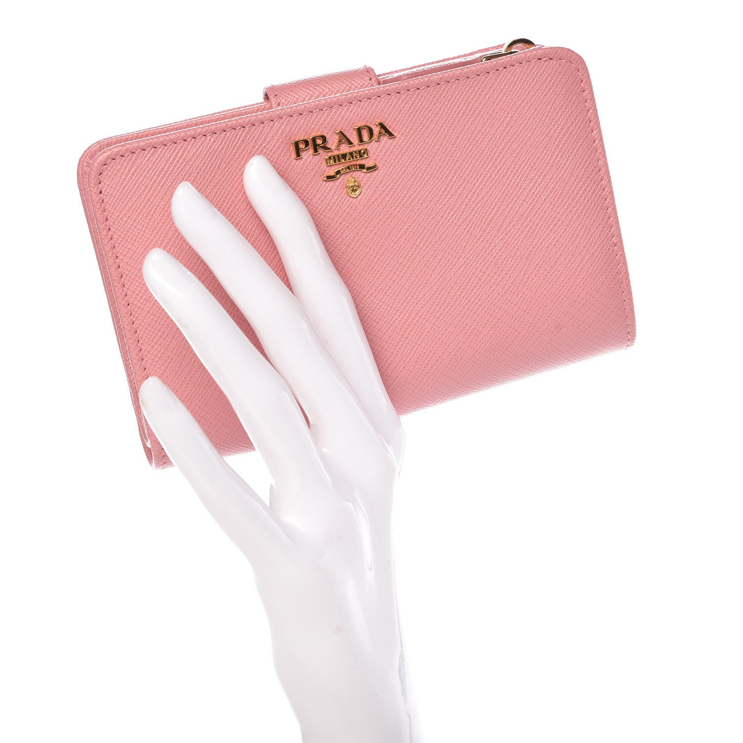Prada Saffiano Metal Compact Wallet Petalo 2 of 8