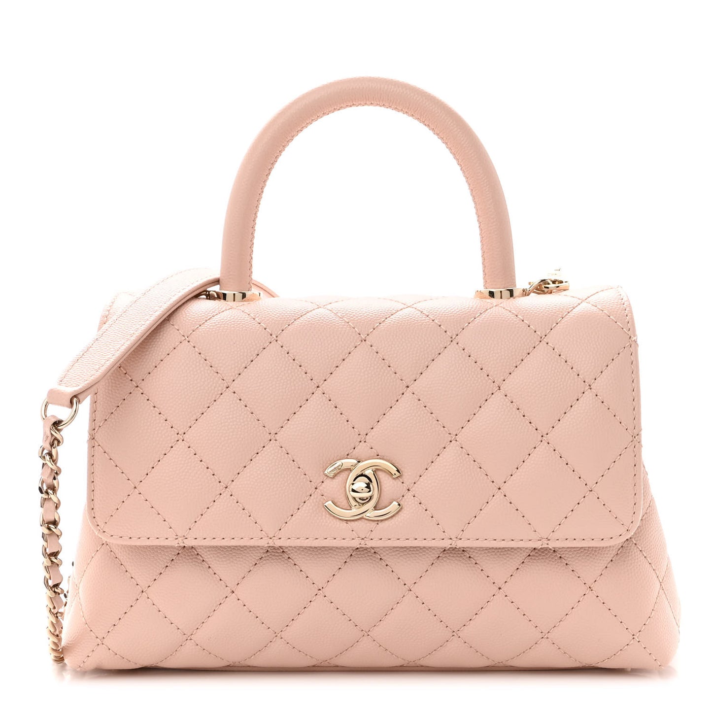 Caviar Quilted Mini Coco Handle Flap Light Pink