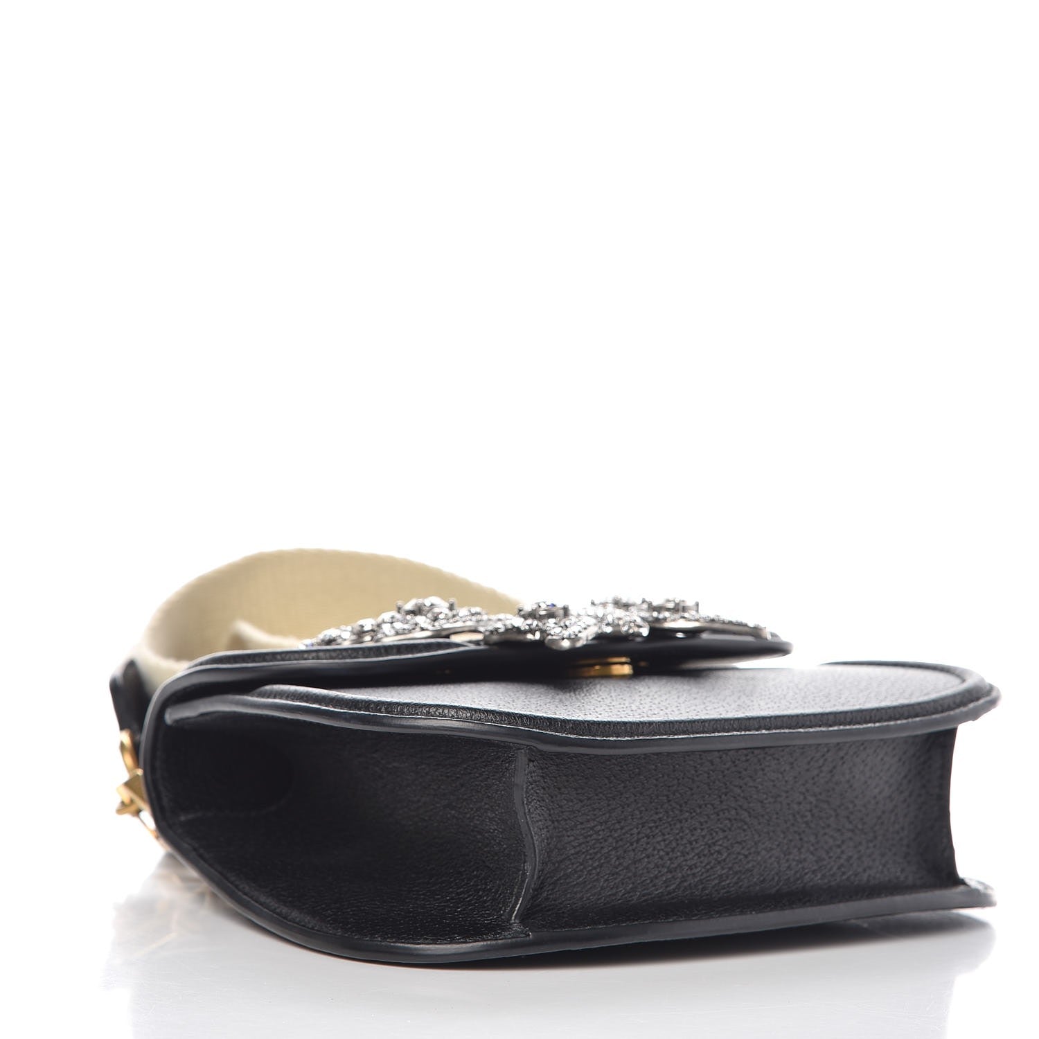 Gucci Calfskin Web Crystal Butterfly Stripe Small Totem Shoulder Bag Black 4 of 7