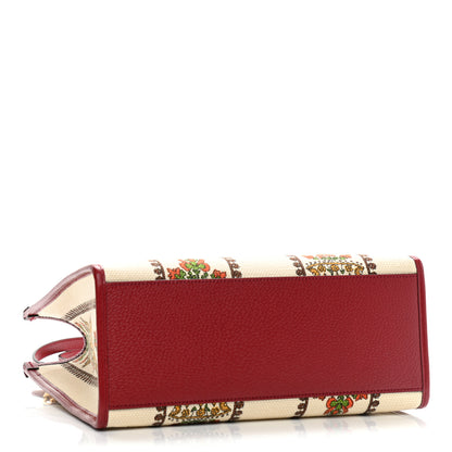 Gucci Canvas Jacquard Calfskin 100 Centennial Music Small Tote Bag Ivory Red 4 of 9