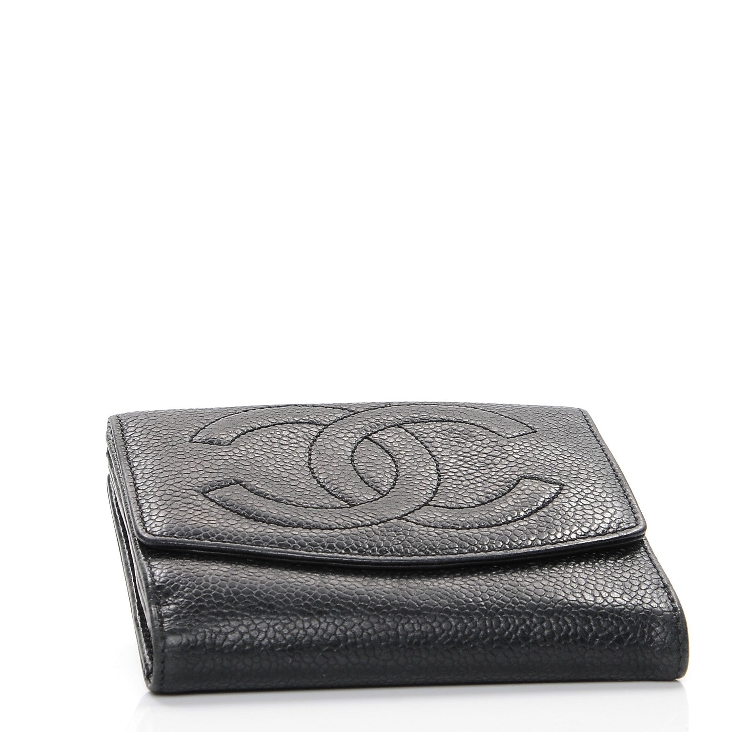 Chanel Caviar Timeless CC Compact French Wallet Black 4 of 9