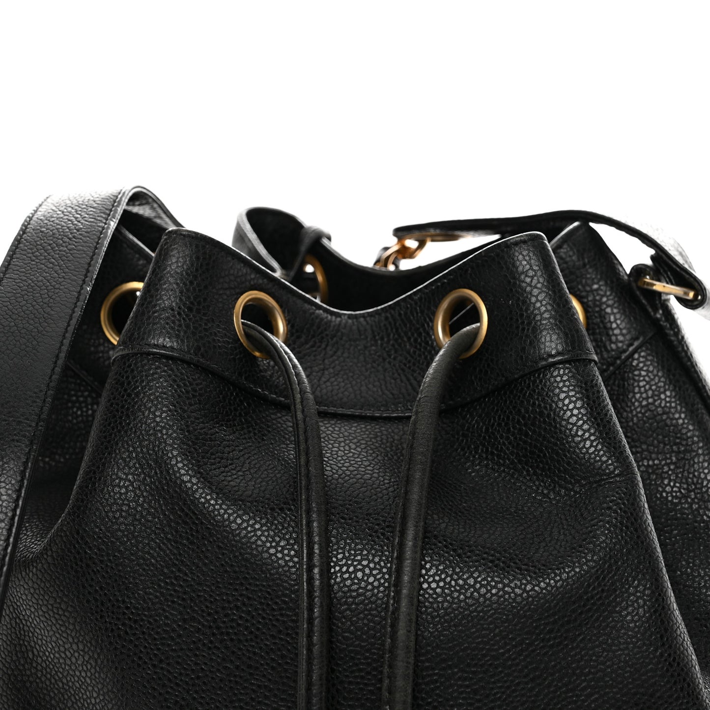 Caviar CC Drawstring Shoulder Bag Black