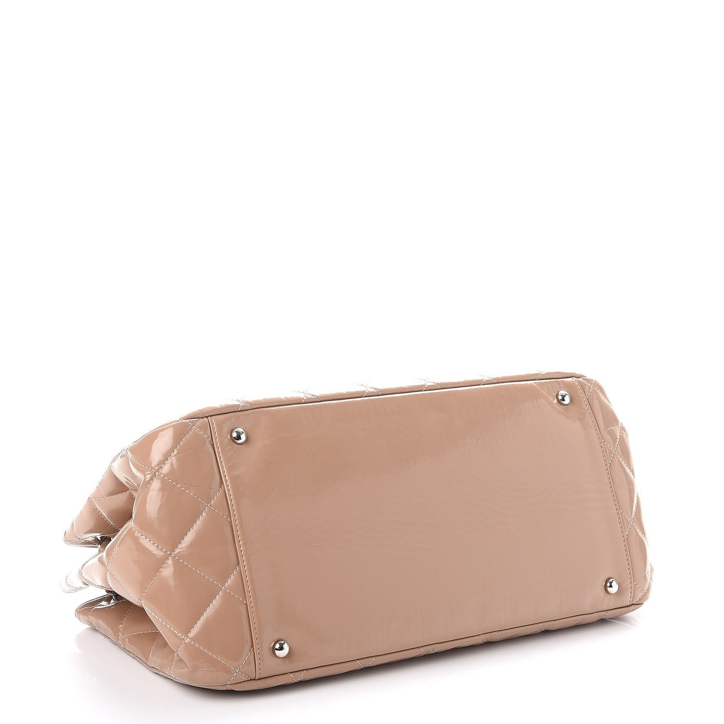 Patent Quilted Accordion Mademoiselle Flap Beige