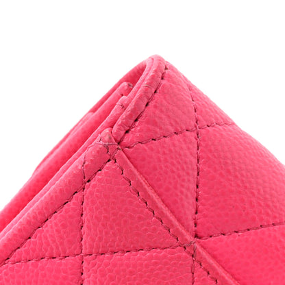 Chanel Caviar Quilted Flap Card Holder Wallet Fuchsia 9 of 12