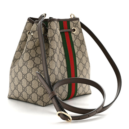 Gucci GG Supreme Monogram Web Small Ophidia Top Handle Bucket Bag Brown 2 of 9