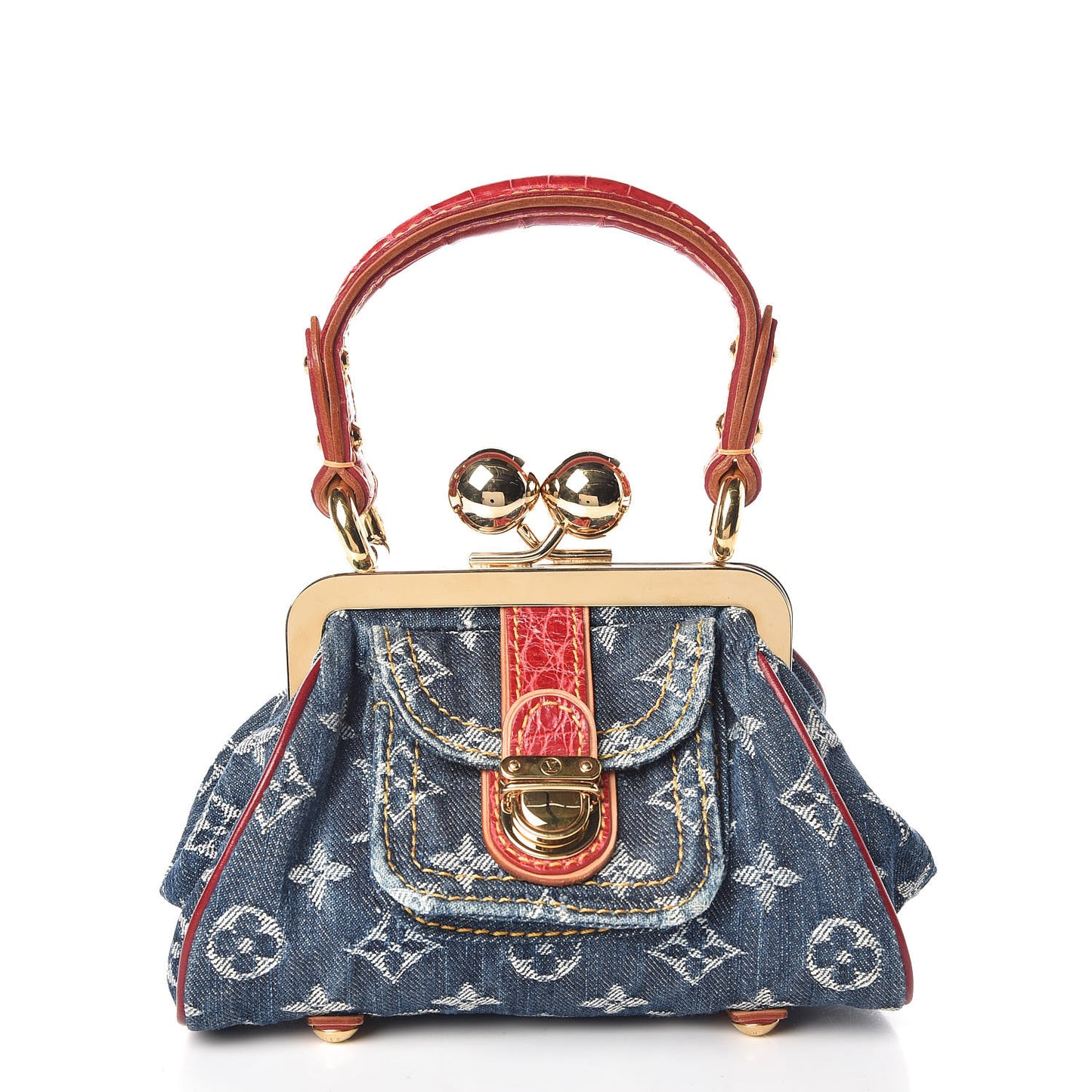 Denim Alligator Sac Fermoir PM