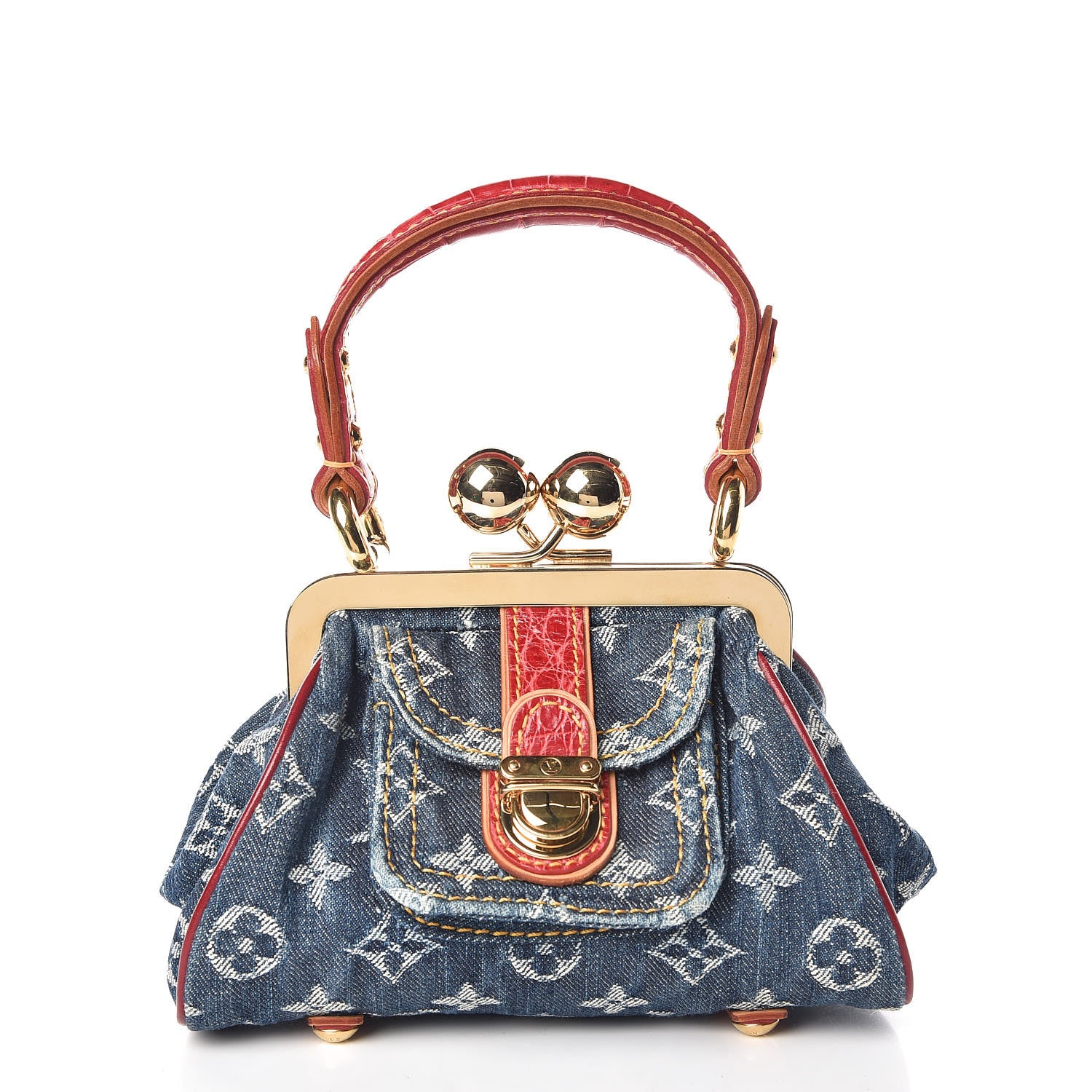Louis Vuitton Denim Alligator Sac Fermoir PM 1 of 10