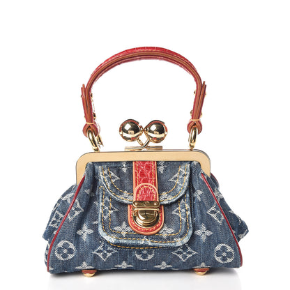 Louis Vuitton Denim Alligator Sac Fermoir PM 1 of 10