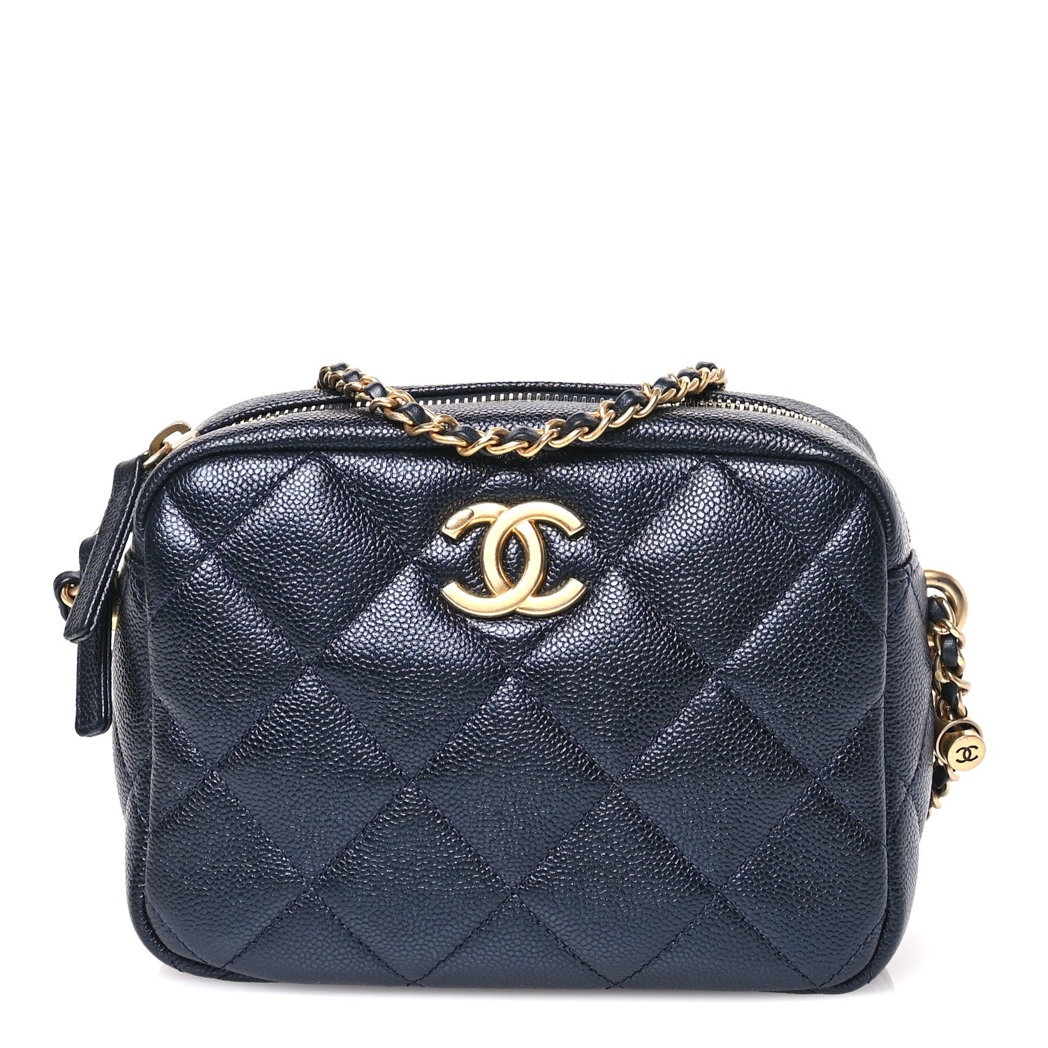Chanel Iridescent Caviar Quilted Chain Melody Camera Bag Dark Blue 1 of 10