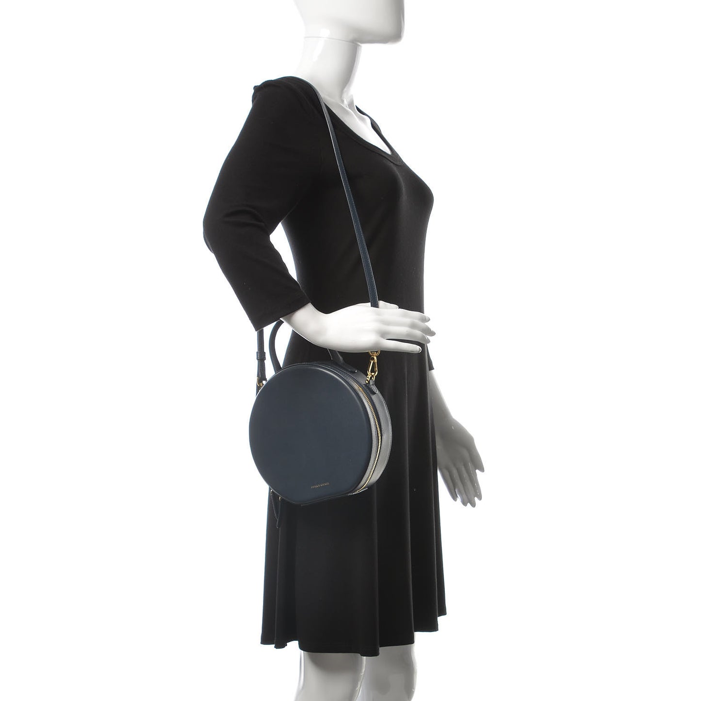 Calfskin Circle Crossbody Bag Blu