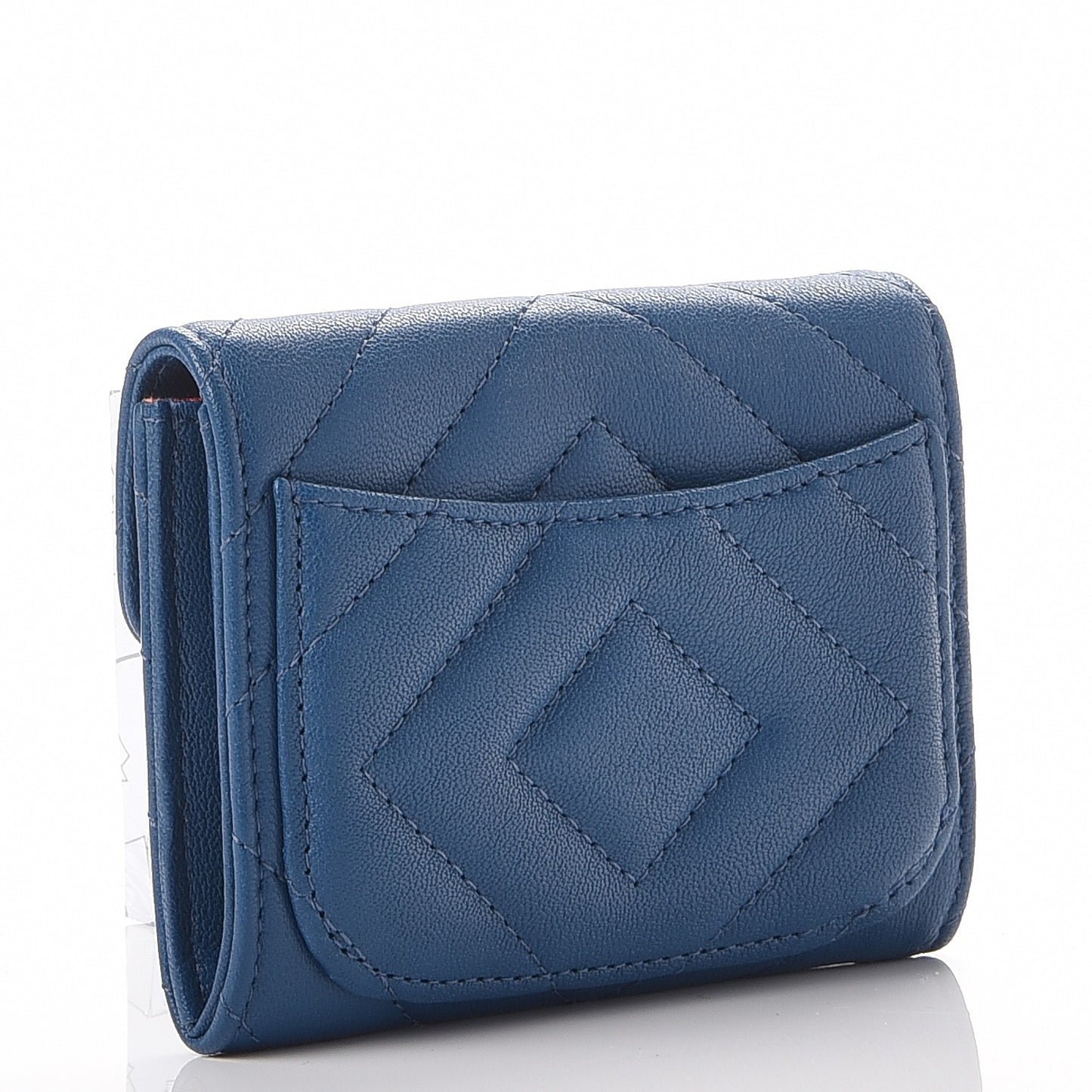 Sheepskin Chevron Quilted Reissue Card Holder Blue