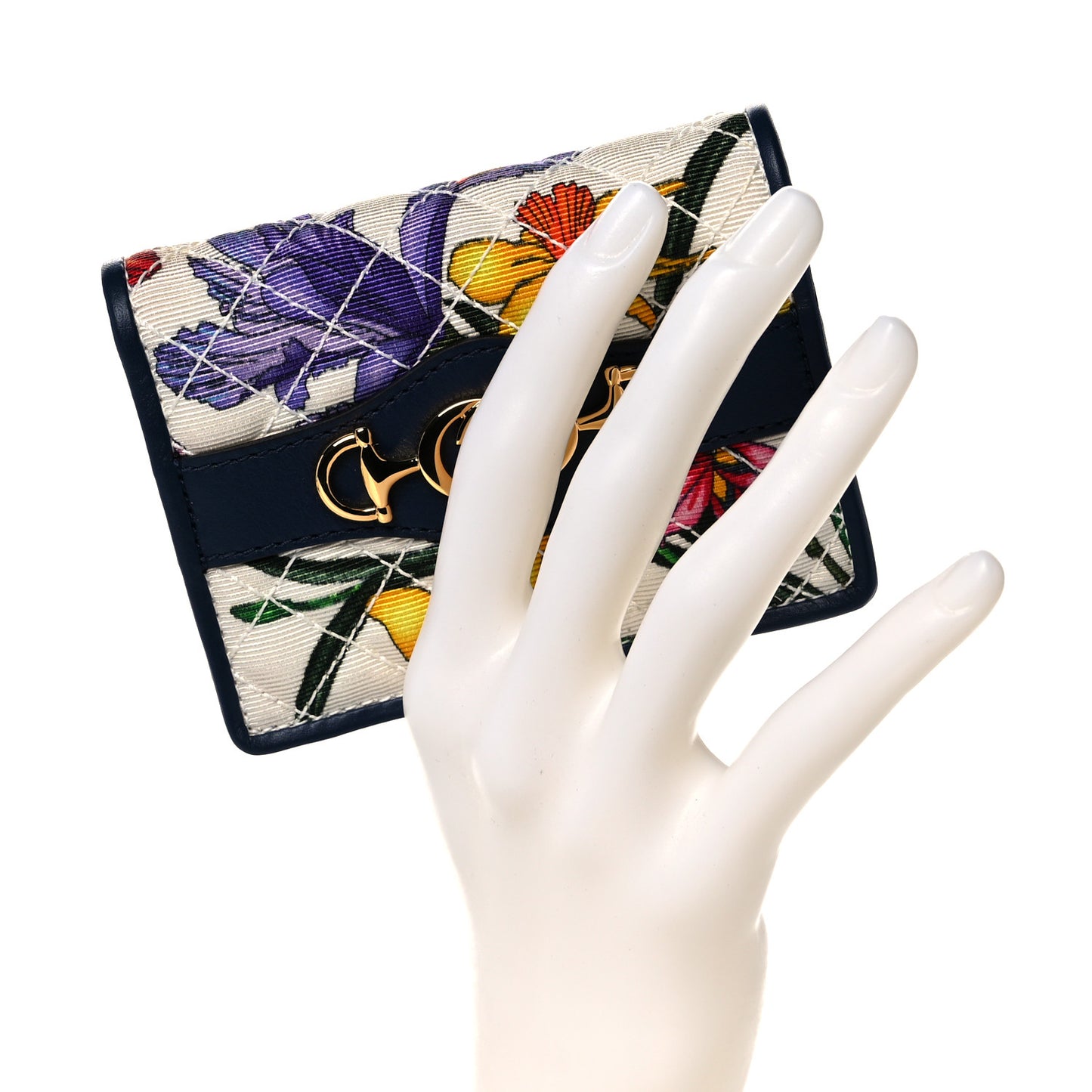 Canvas Flora Floral Trapuntata Zumi Card Case Wallet Great White Multicolor Blue Agata