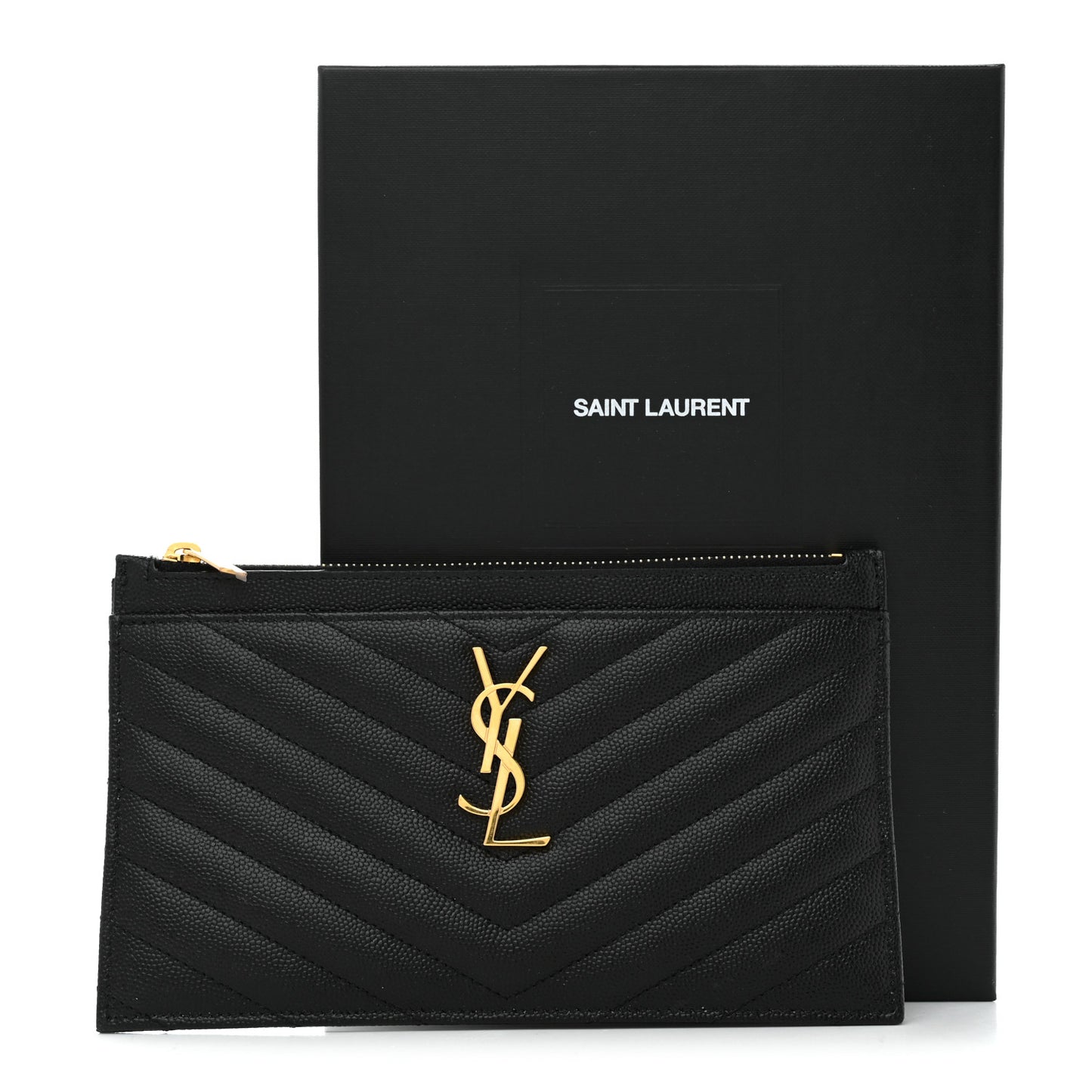 Grain De Poudre Chevron Monogram Bill Pouch Black