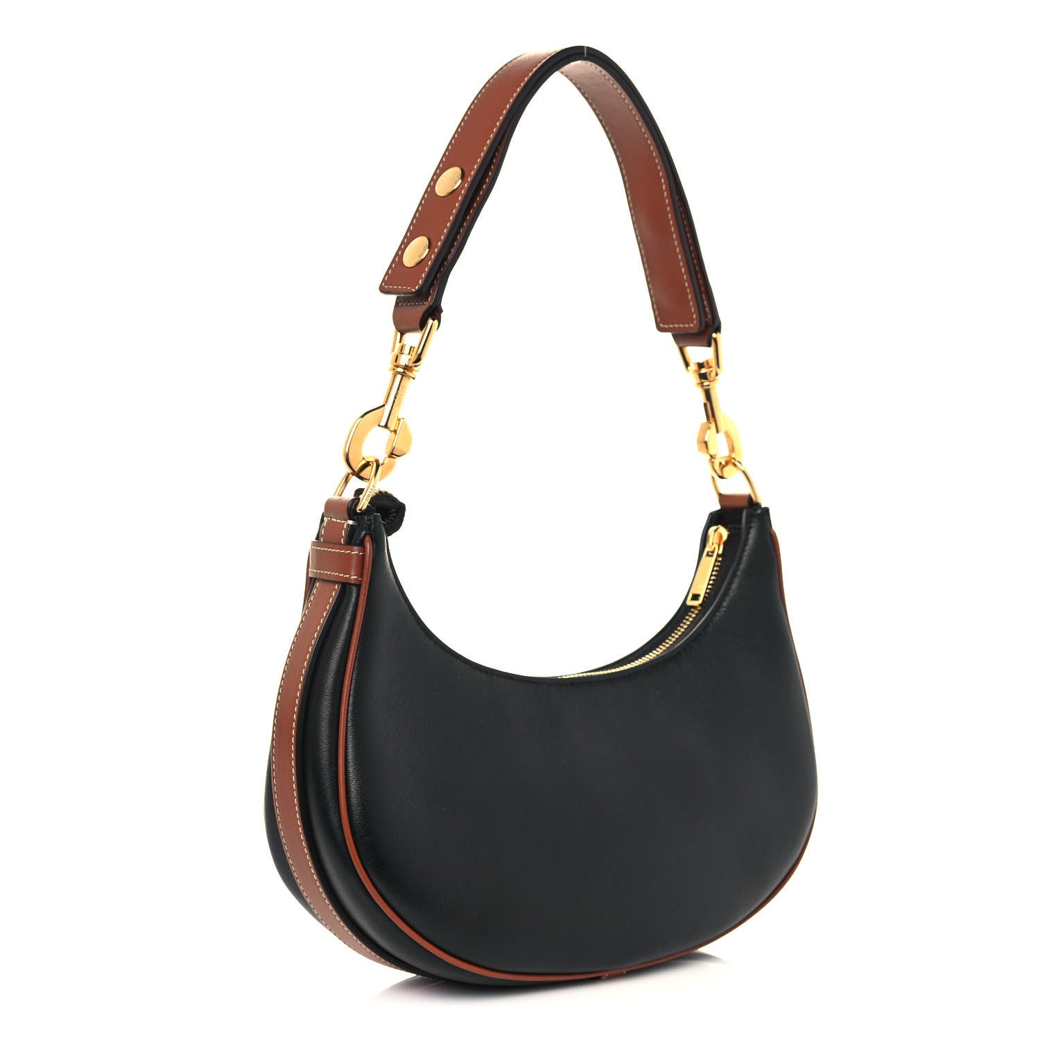 Celine Smooth Calfskin Medium Strap Ava Shoulder Bag Black Tan 3 of 11