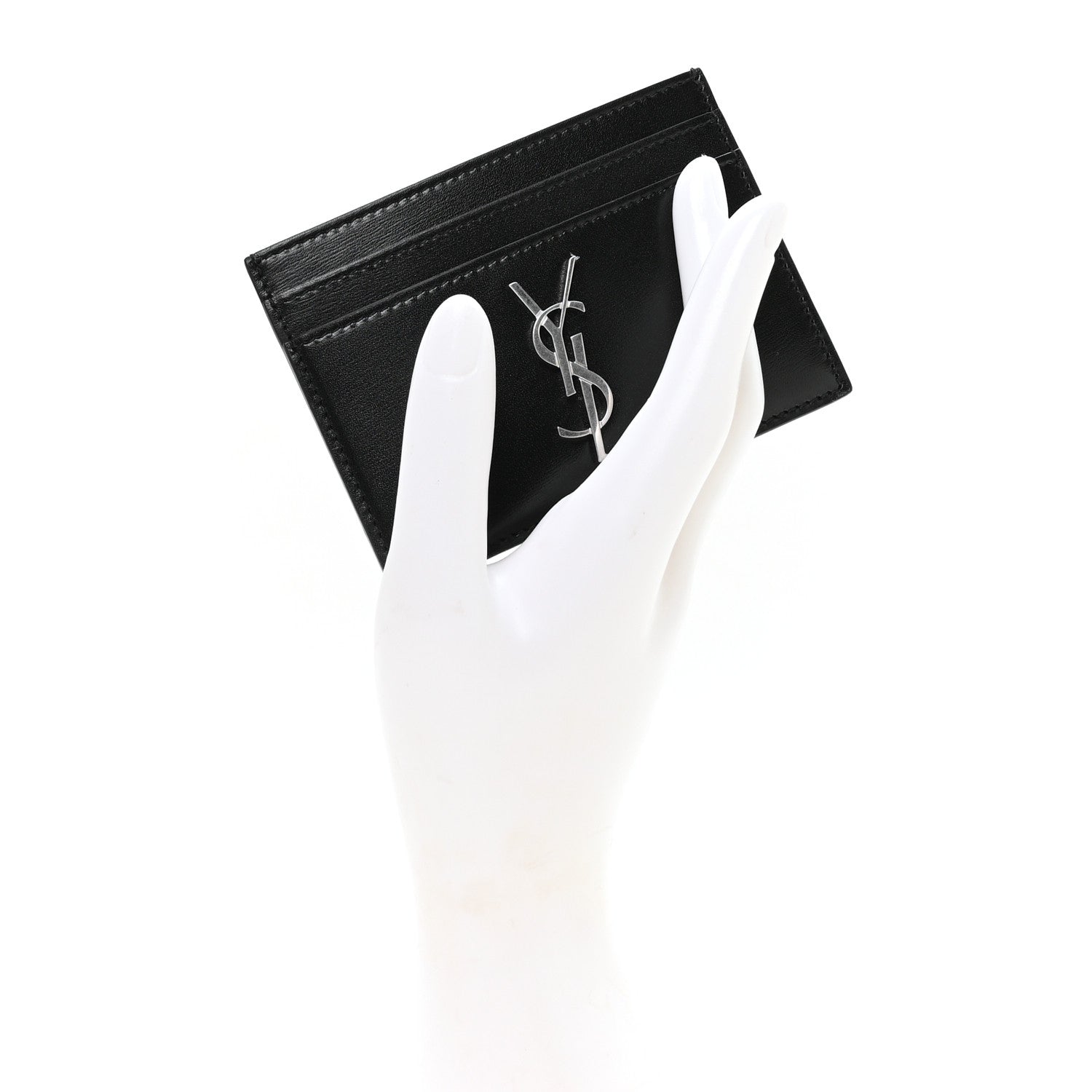 Saint Laurent Calfskin Monogram Credit Card Case Black 2 of 8