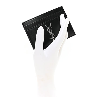 Saint Laurent Calfskin Monogram Credit Card Case Black 2 of 8