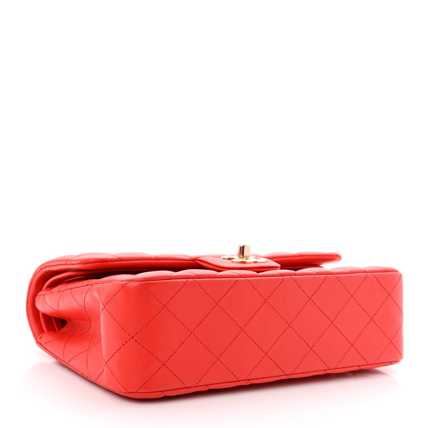 Lambskin Quilted Small Double Flap Red