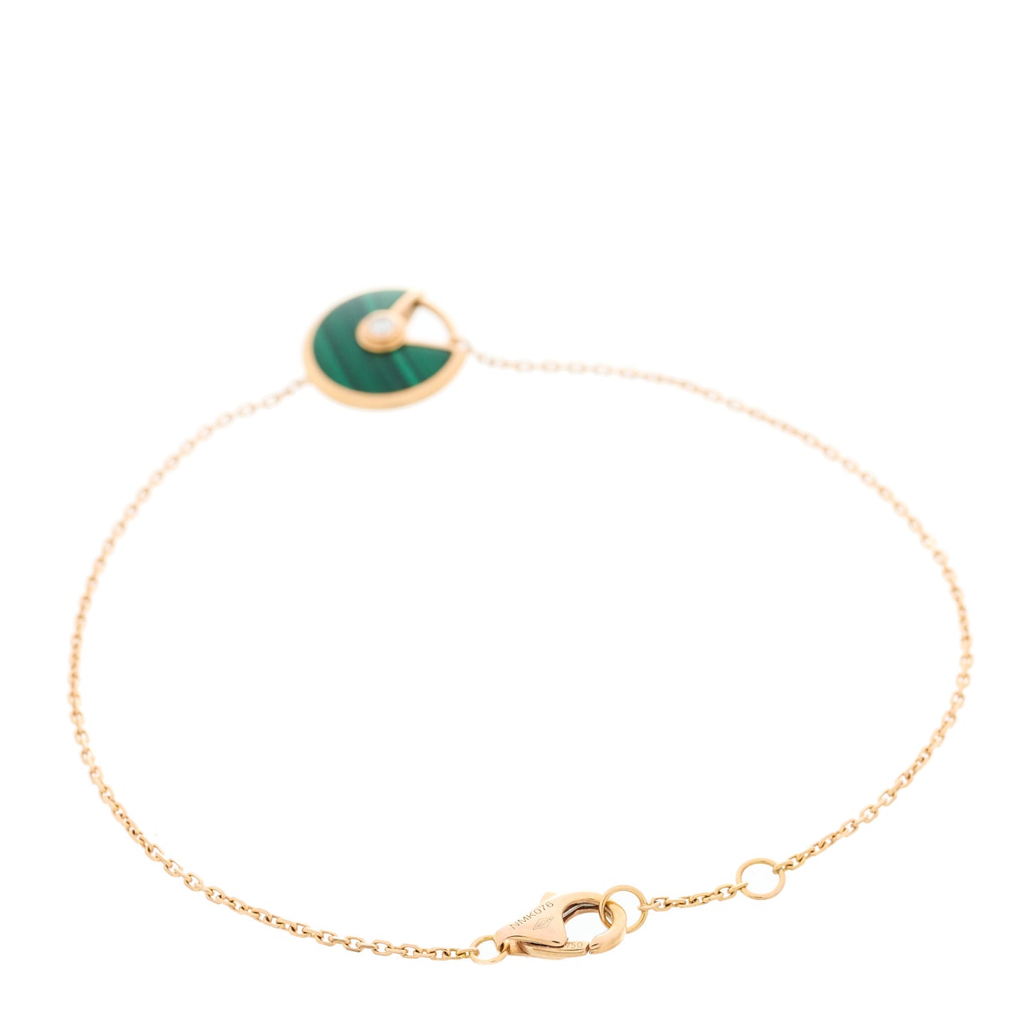 18K Pink Gold Diamond Malachite Amulette de Cartier Bracelet