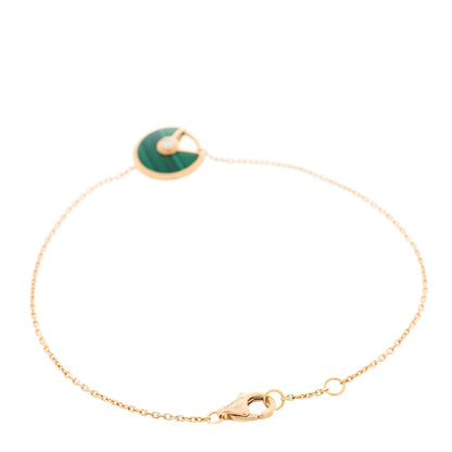 Cartier 18K Pink Gold Diamond Malachite Amulette de Cartier Bracelet 2 of 4