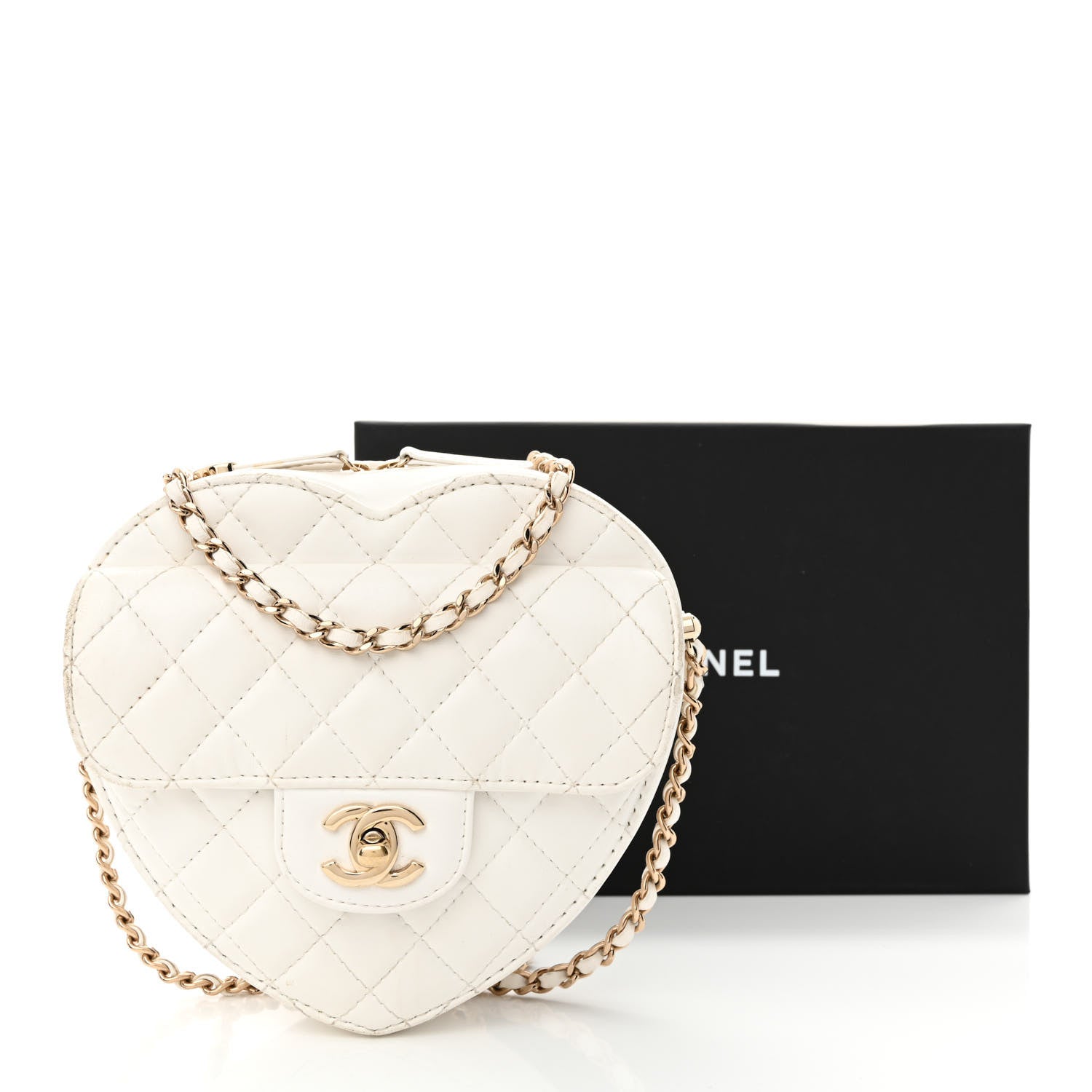 Chanel Lambskin Quilted CC In Love Heart Bag White 14 of 14