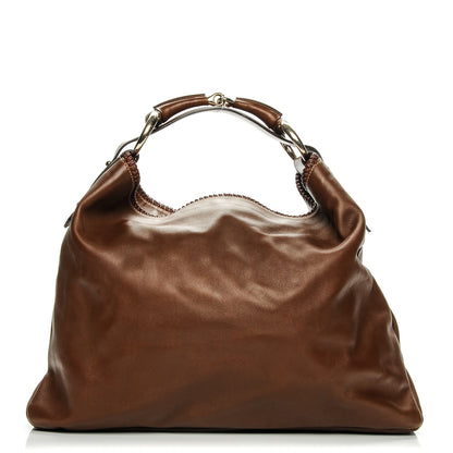 Gucci Calfskin Large Horsebit Chain Hobo Brown 1 of 8