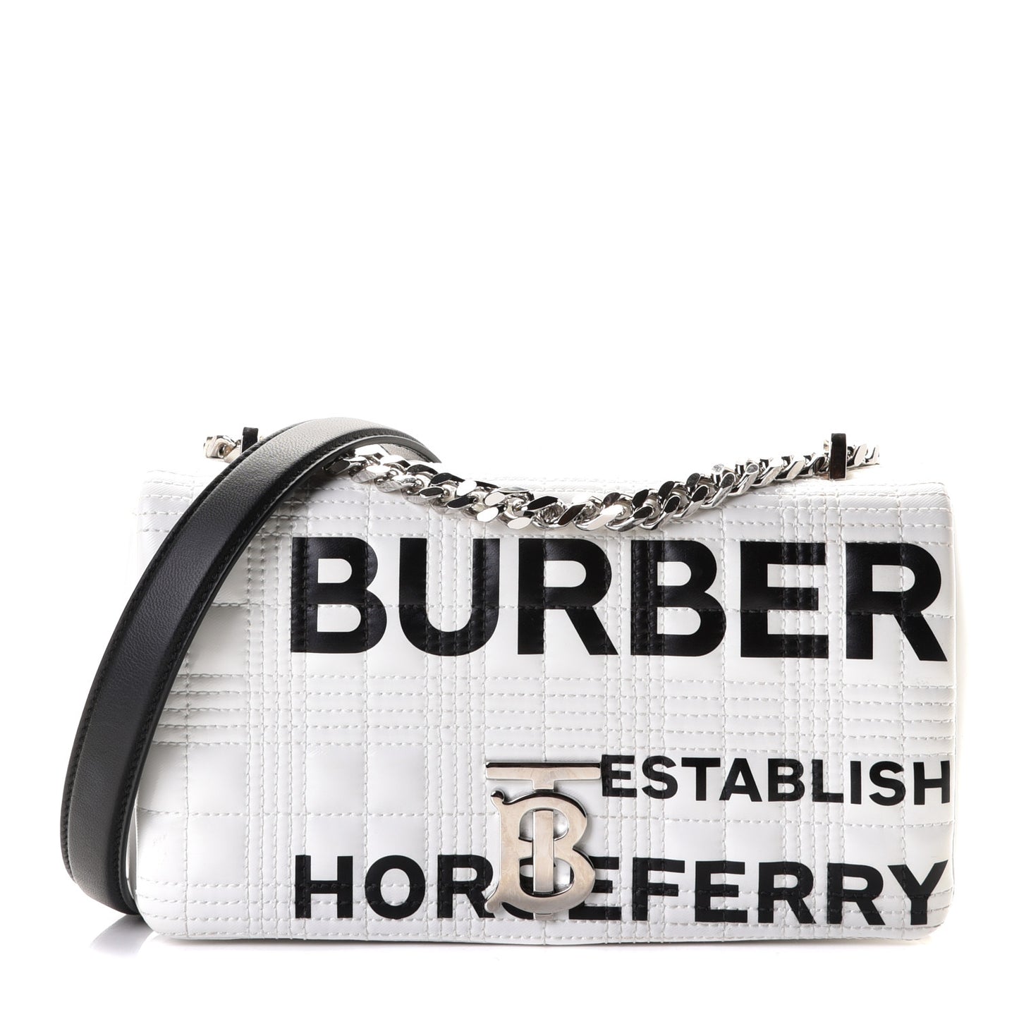 Quilted Horseferry Print Small Lola Bag White