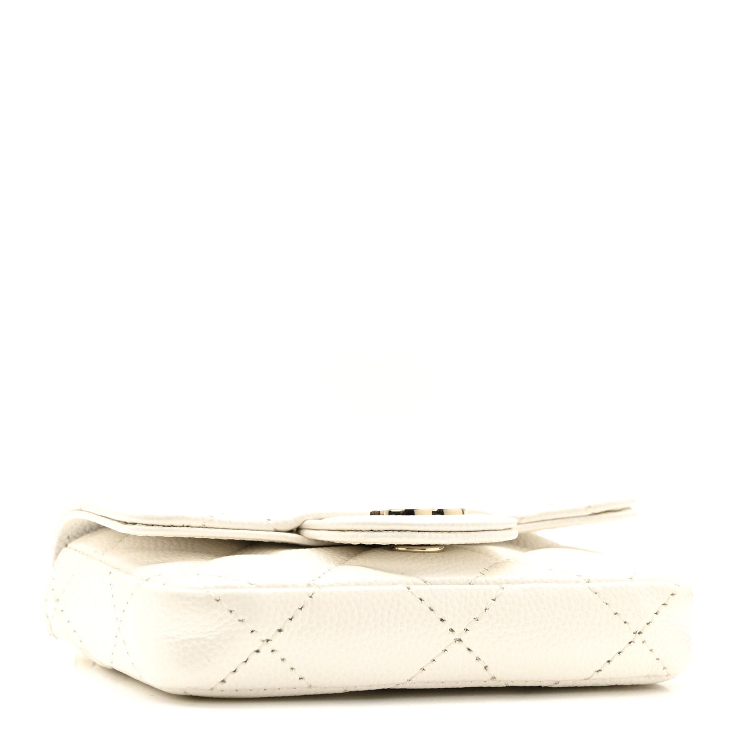 Caviar Quilted Mini Chain Belt Bag White