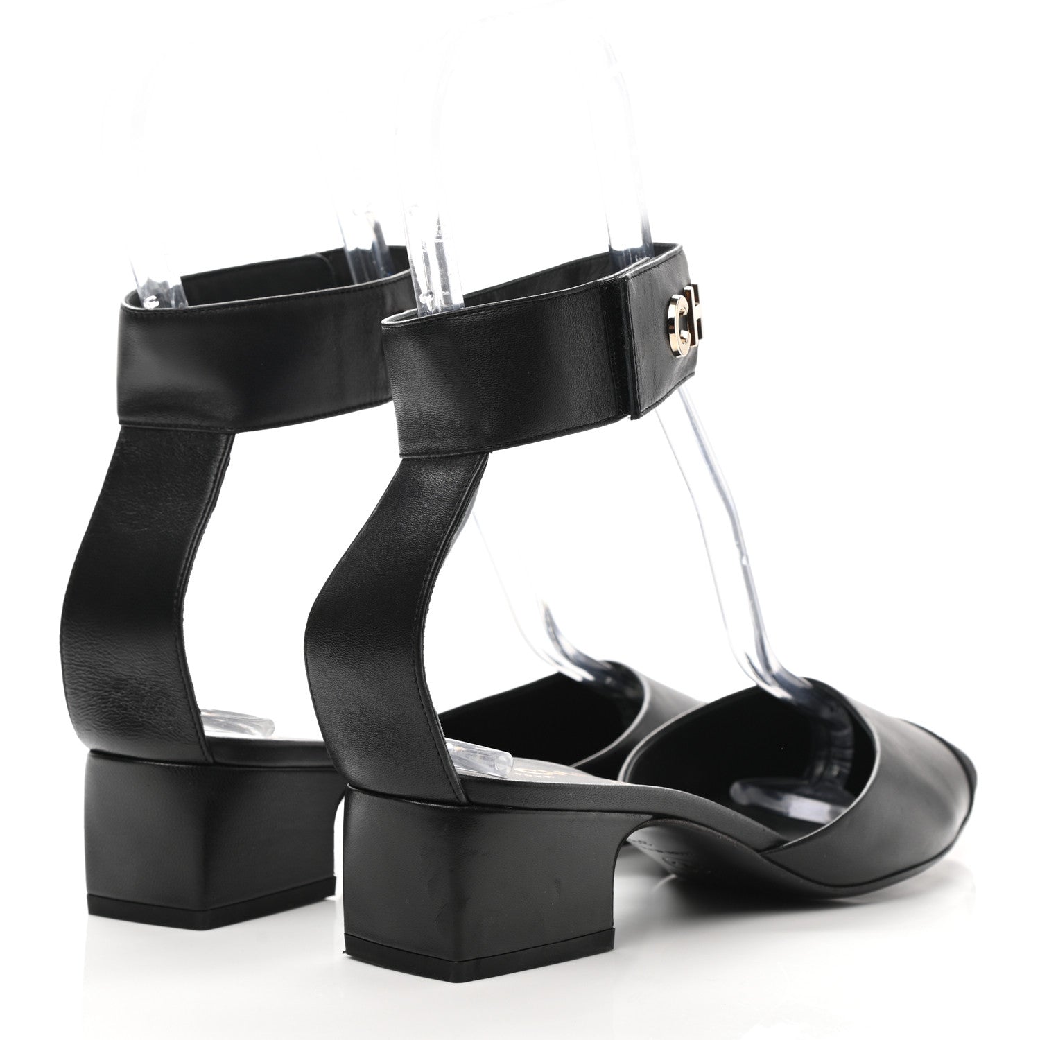 Chanel Lambskin Grosgrain Cap Toe Logo Ankle Strap Pumps 39 Black 4 of 9