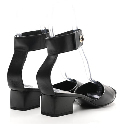 Chanel Lambskin Grosgrain Cap Toe Logo Ankle Strap Pumps 39 Black 4 of 9