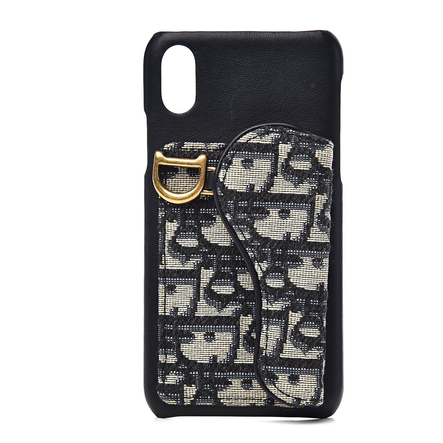 Oblique Calfskin Saddle iPhone X Case Blue